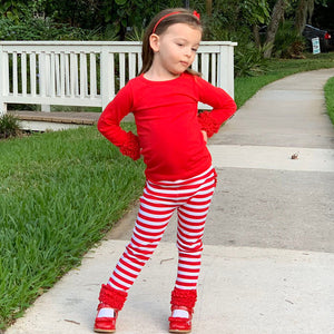 Baby Big Girls Boutique Long Sleeve Red Ruffle Layering T-shirt