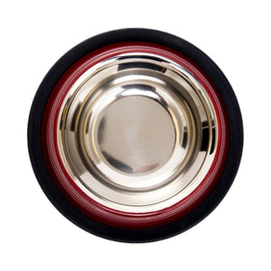 Ribbed No Tip Non Skid Colored Stainless Steel Bowl - Merlot Red-1