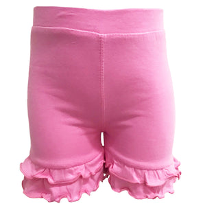 Little/Big Girls Pink Stretch Cotton Knit Ruffled Shorts 4-5T 6-6X 7-8