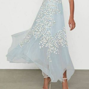 Embroidered Tulle Ruffle Dress