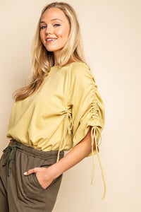 Ruched Sleeve Statement Top