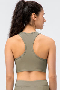 Ribbed Cropped Yoga Racerback Tank Top