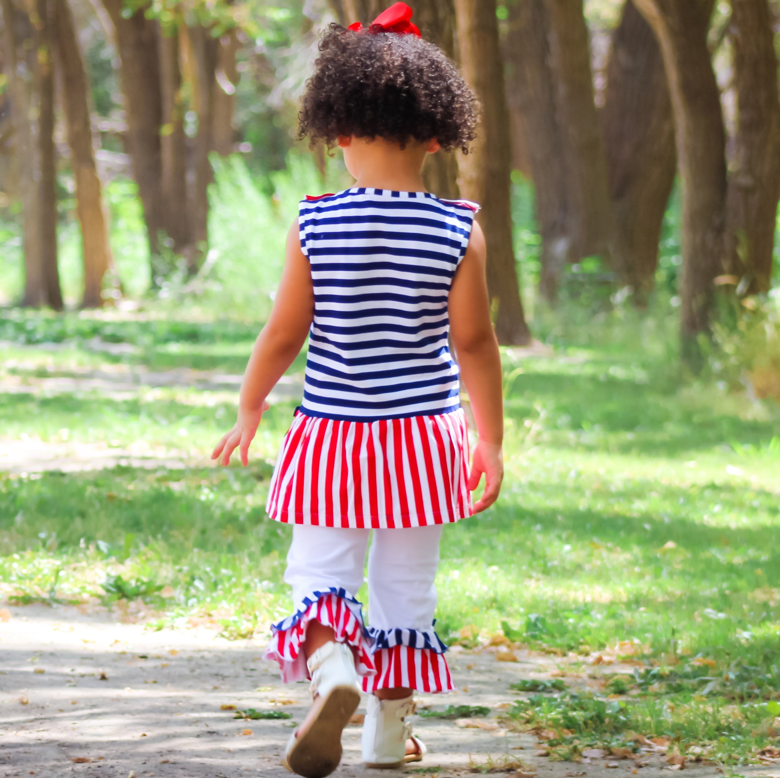 Girls Boutique Patriotic Sailor Outfit Tunic and Capri Leggings