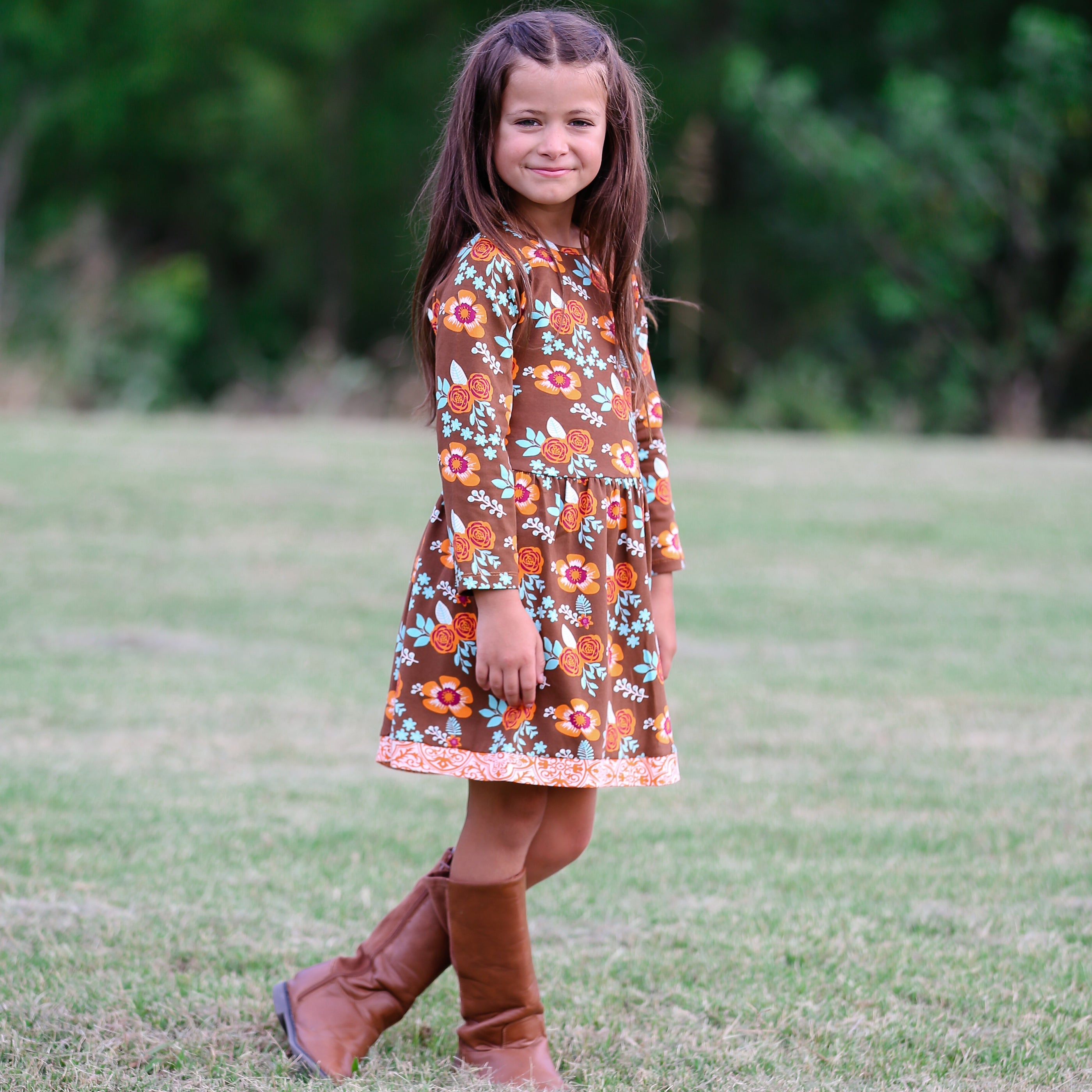 Baby Big Girls Boutique Fall Thanksgiving Floral Cotton Winter Dress