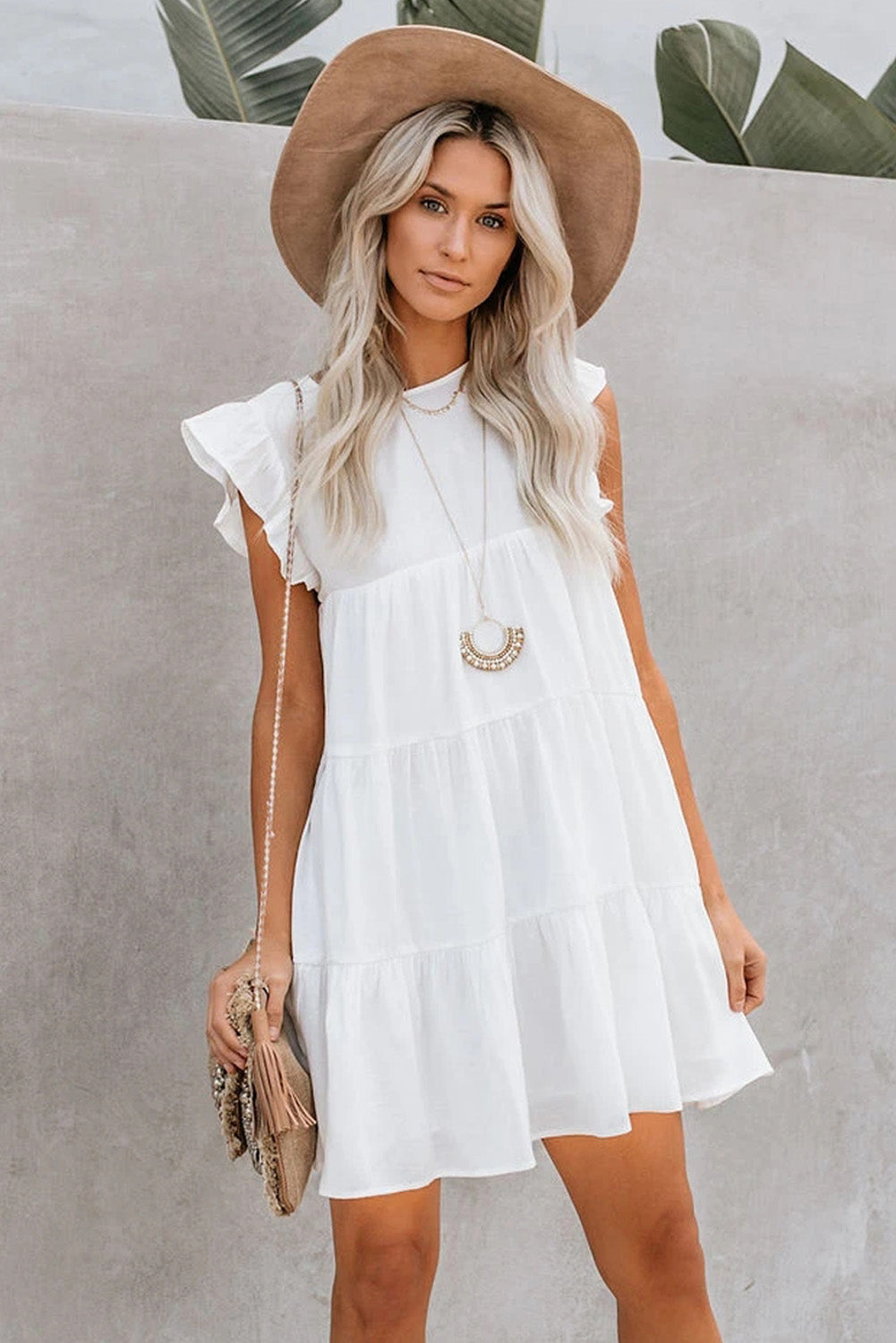 Pocket Tiered Ruffled Dress