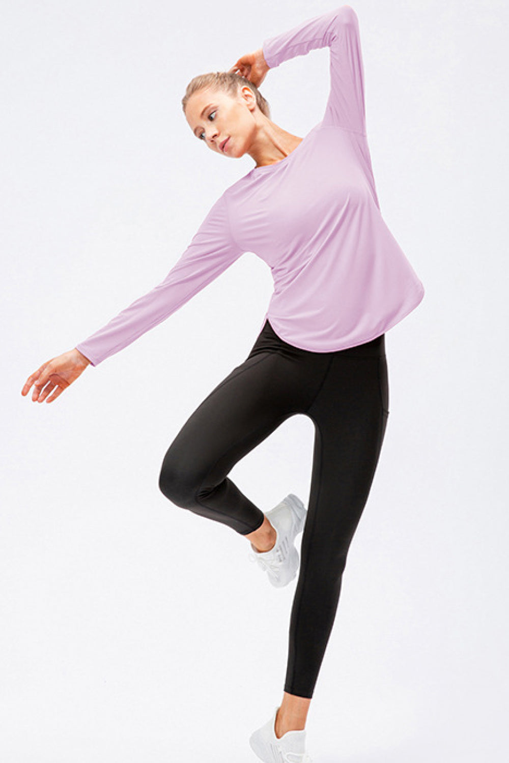 Curved Hem Long Sleeve Yoga Tee