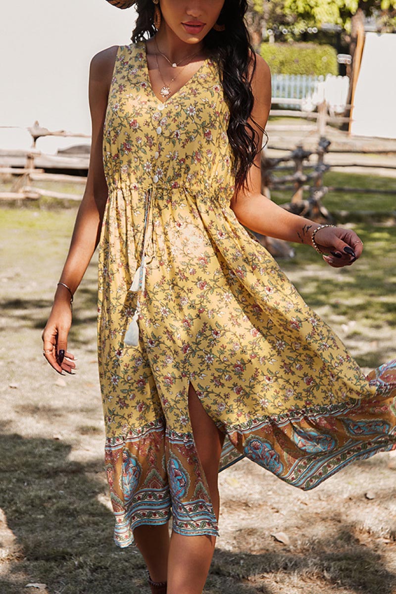 Floral Boho Mixed Print Dress - 99fab 