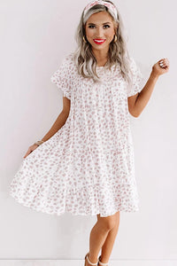 Leopard Ruffled Sleeve Shift Dress