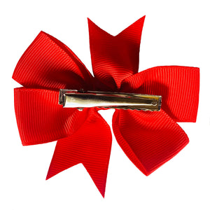 Set of 3- RED 3" Ribbon Bow Clips