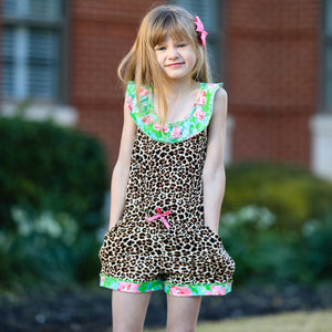 Little Big Girls Jumpsuit Leopard Floral Spring Summer One Pc Boutique Clothing Sizes 2/3T - 11/12