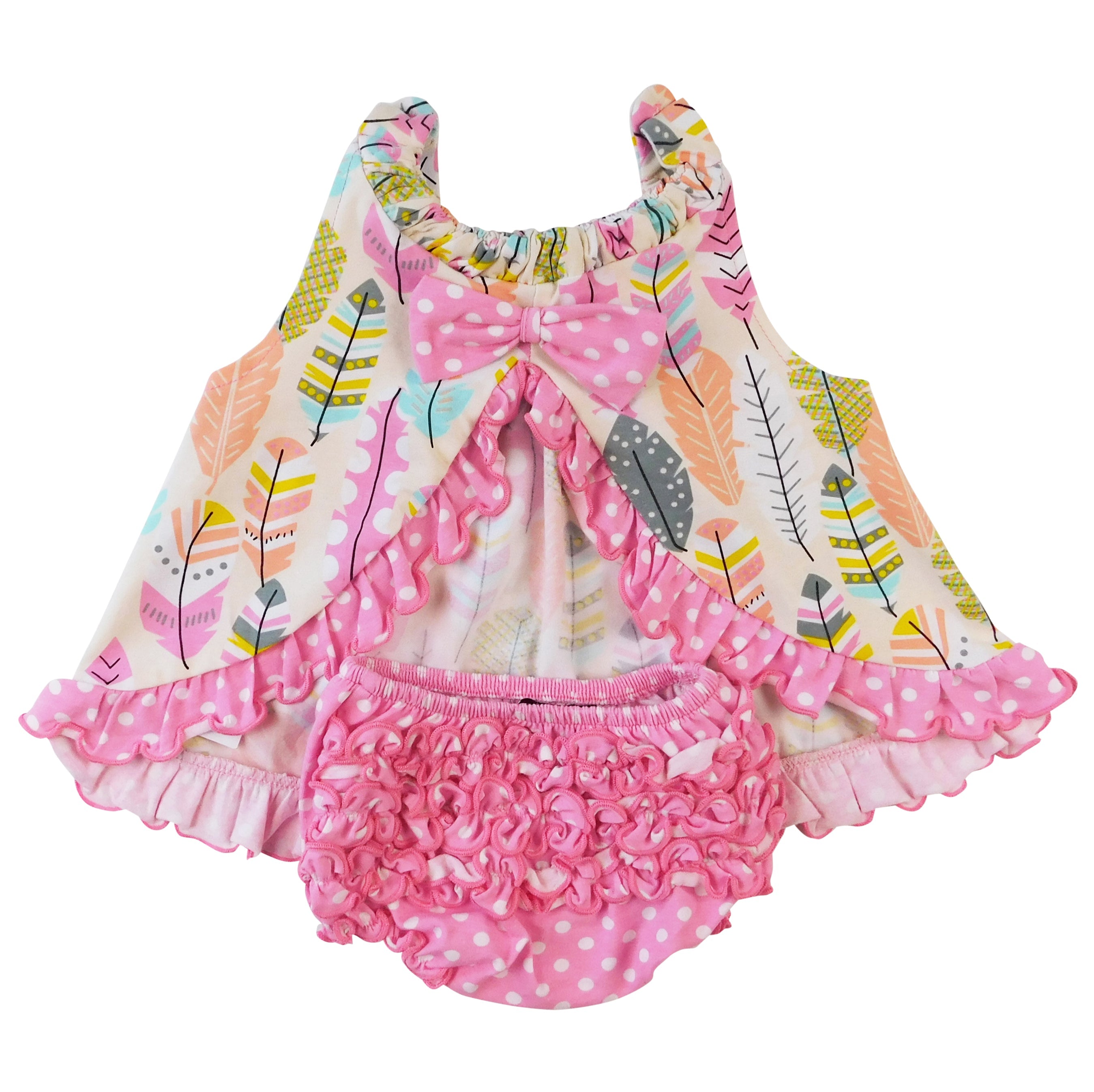 Baby/Toddler Girls Open Back Swing Tank Top with Bow Feather Design