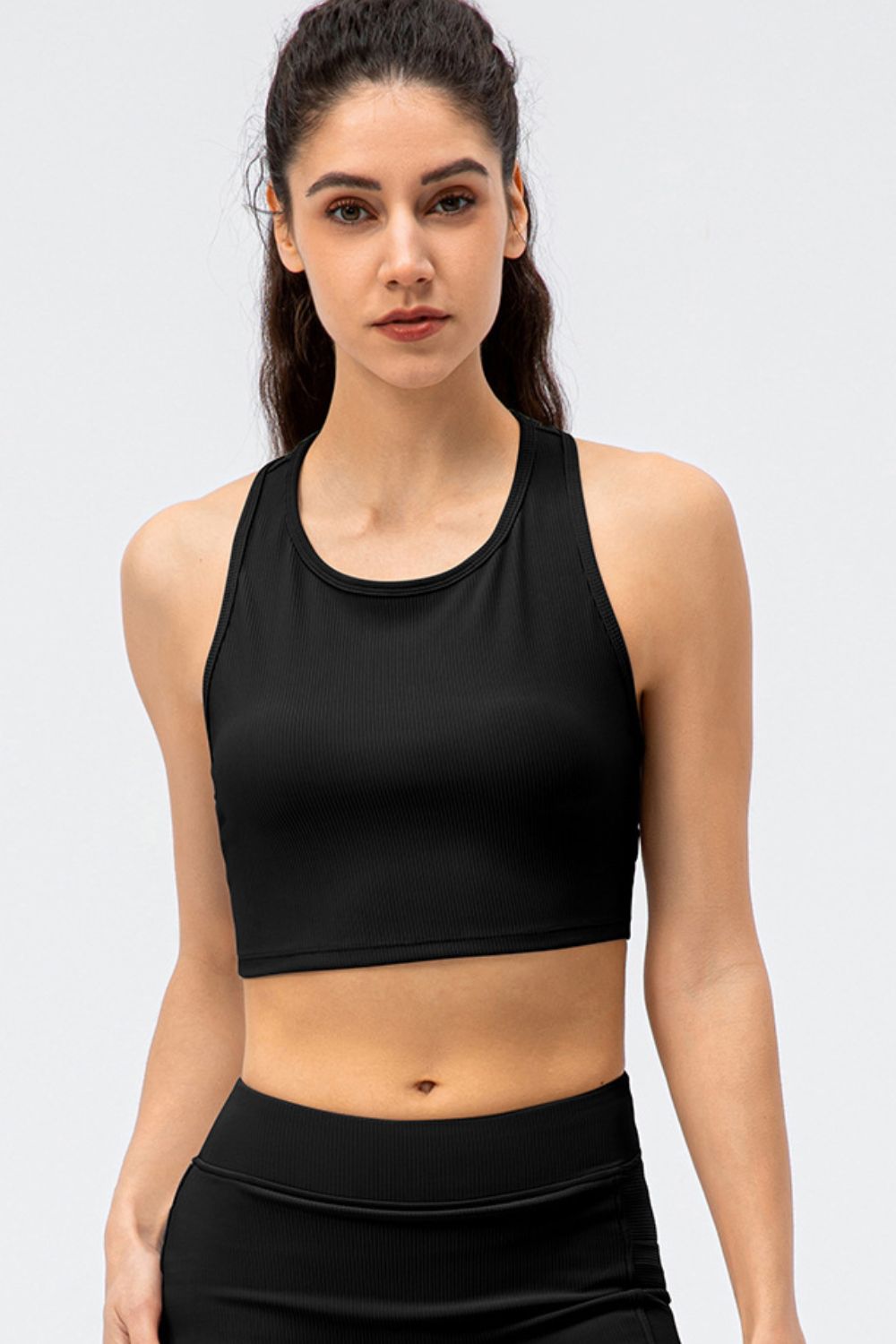 Ribbed Cropped Yoga Racerback Tank Top - 99fab 