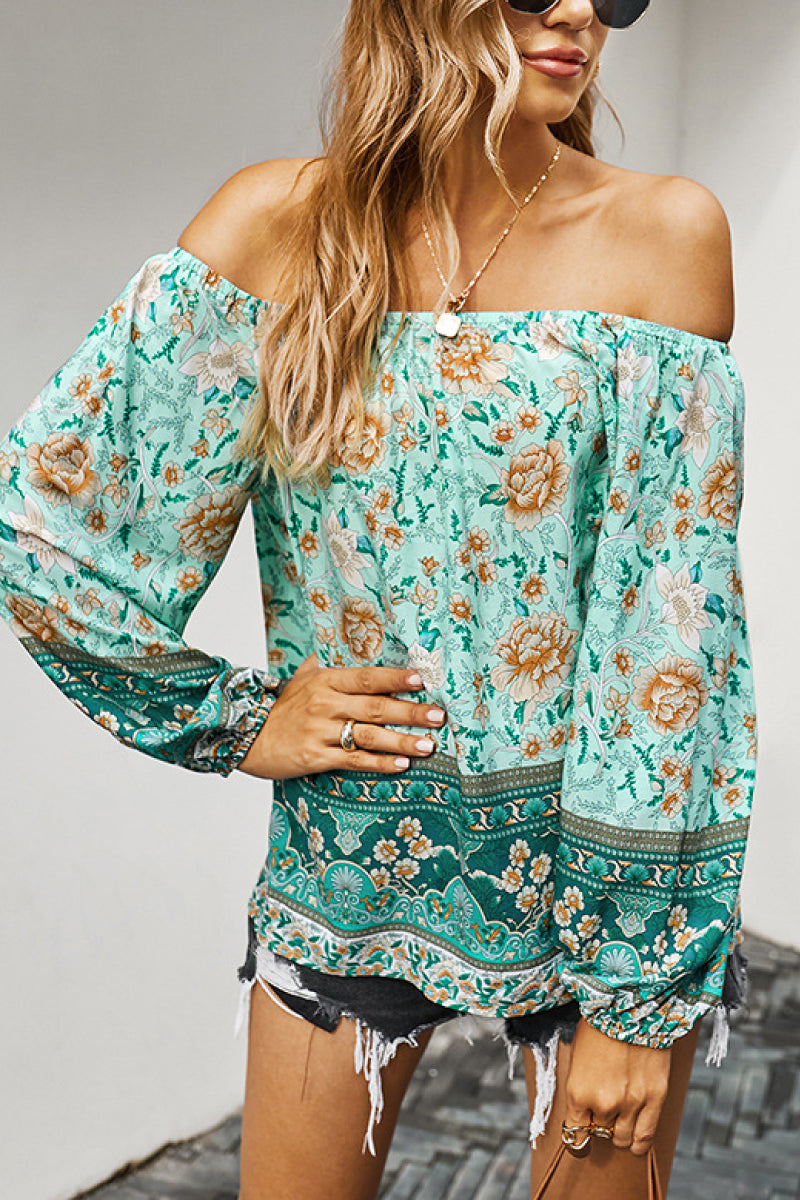 Off The Shoulder Boho Balloon Sleeve Top