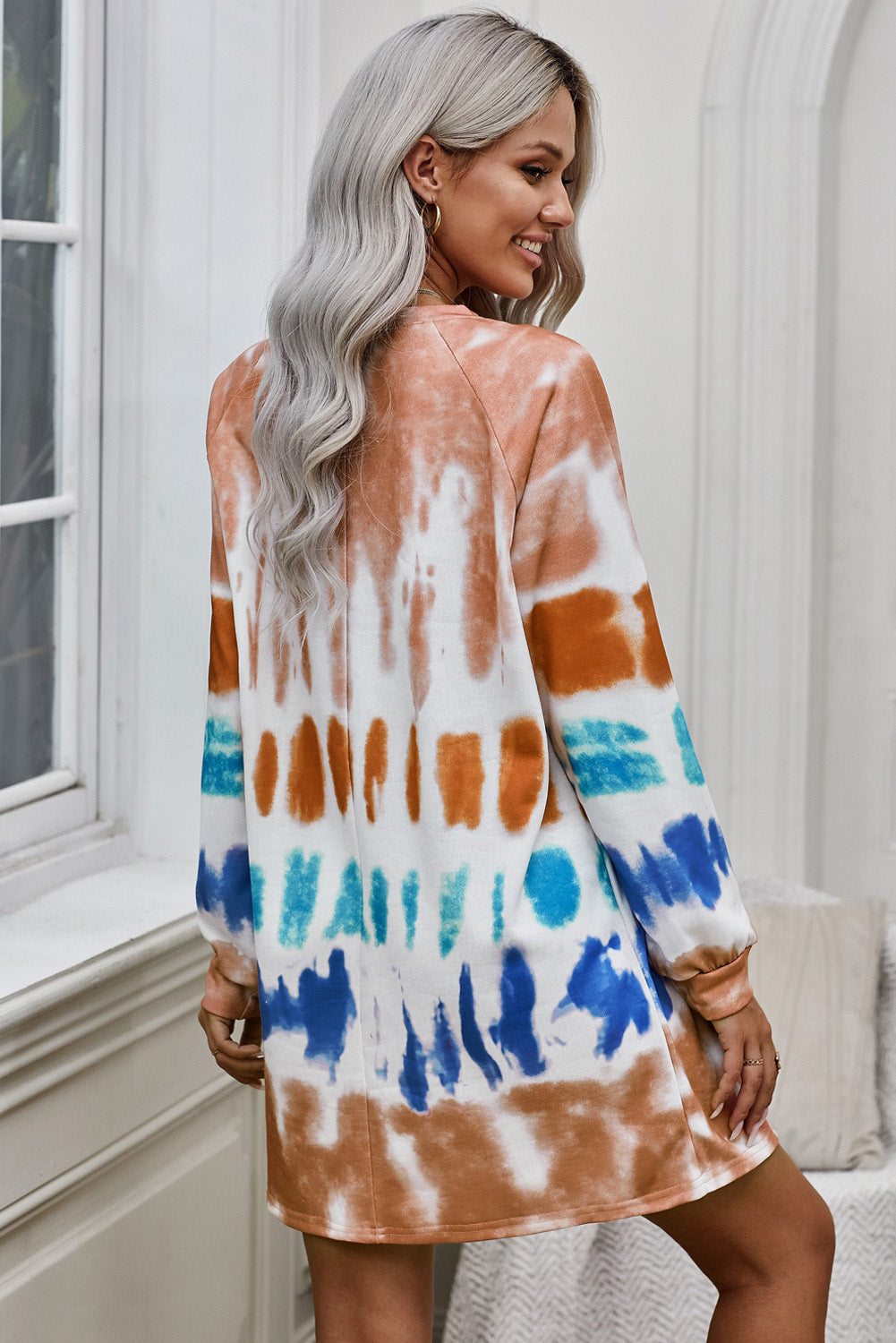 Tie Dye Long Sleeve Sweatshirt Dress