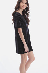 Solid Crushed Velvet Dress