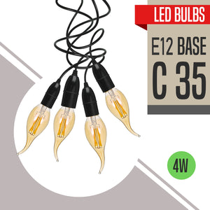 E12 4W C35 LED Candelabra Bulbs 2200K Warm White Dimmable LED Filament Bulb~1041-5