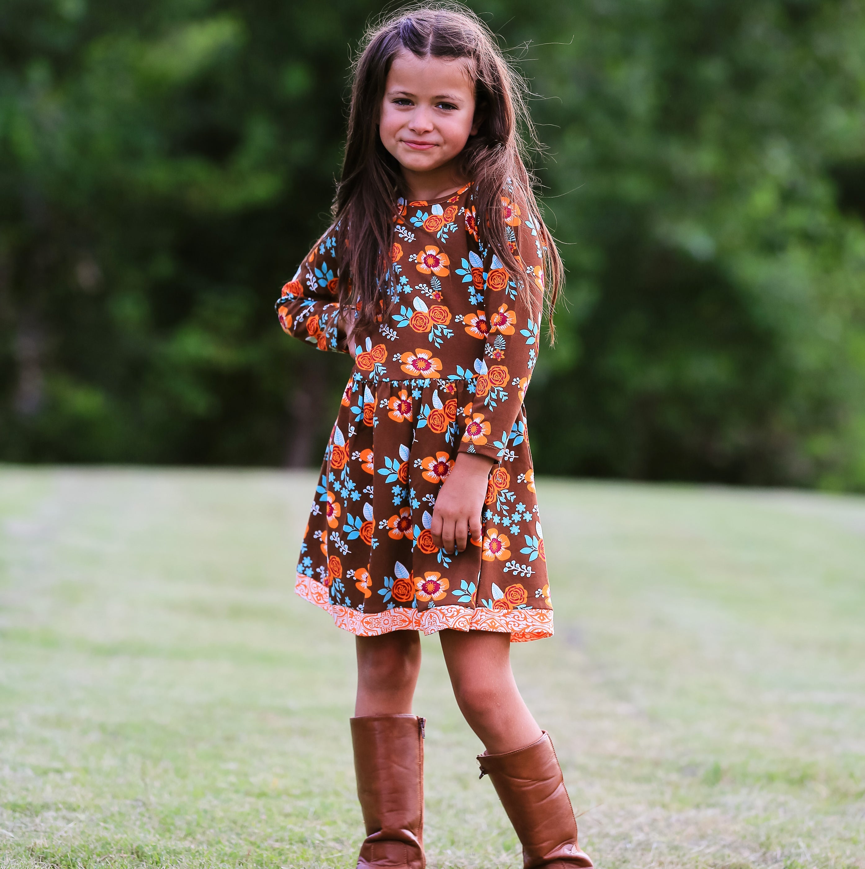 Baby Big Girls Boutique Fall Thanksgiving Floral Cotton Winter Dress