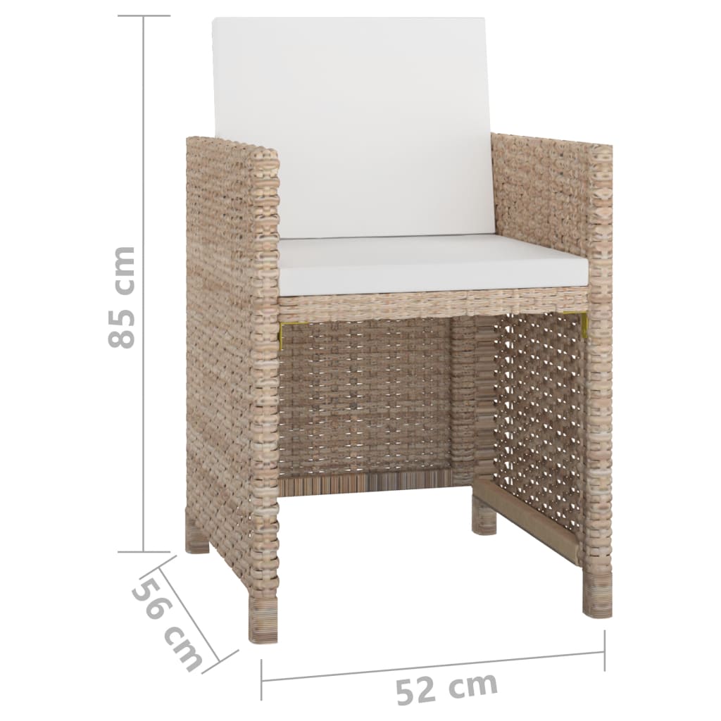 vidaXL 11 Piece Patio Dining Set with Cushions Poly Rattan Beige-5