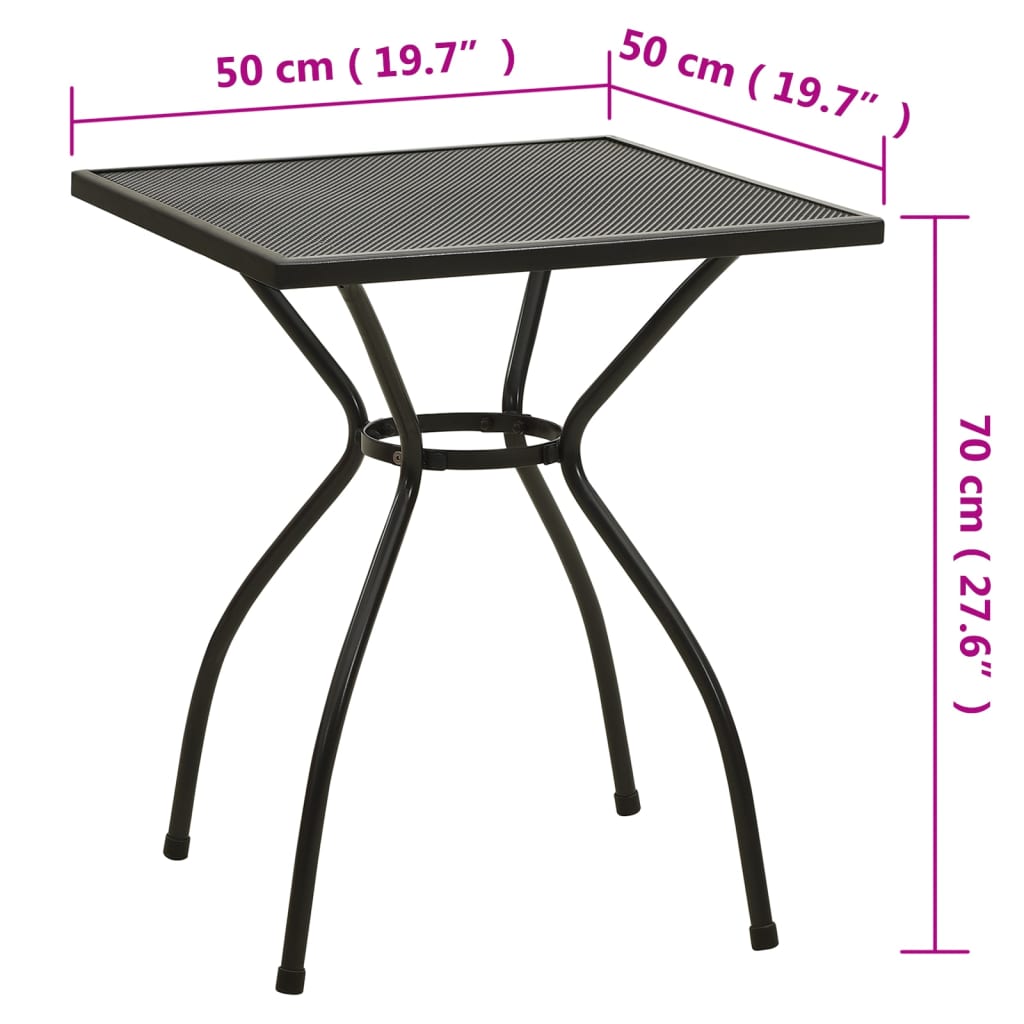 vidaXL Bistro Table Outdoor Steel Bar Table for Backyard Garden Steel Mesh-8