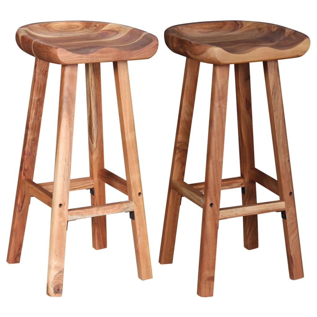 vidaXL Bar Stools 2 pcs Solid Acacia Wood-1