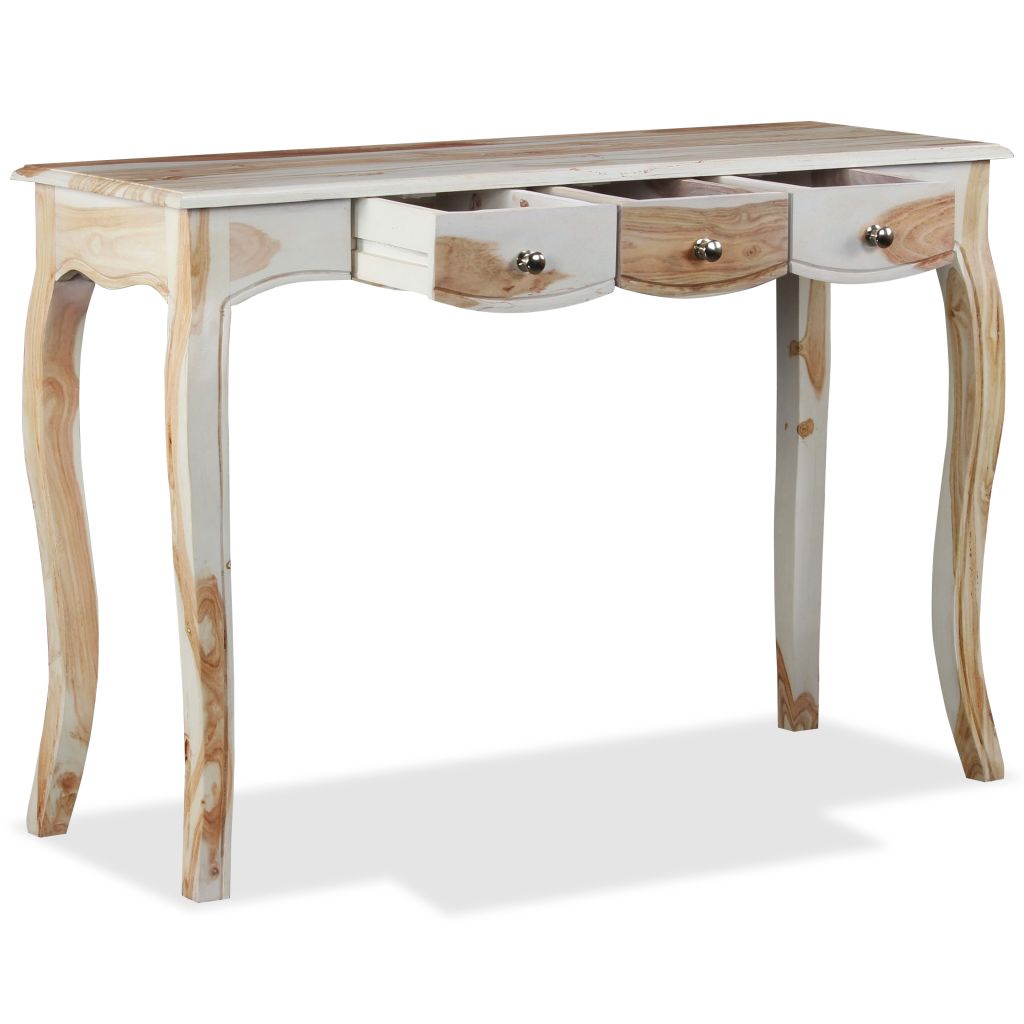 Console Table with 3 Drawers Solid Sheesham Wood 43.3"x15.7"x29.9"