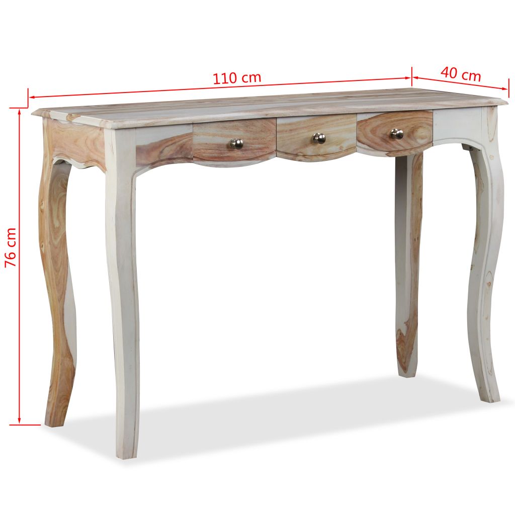 Console Table with 3 Drawers Solid Sheesham Wood 43.3"x15.7"x29.9"