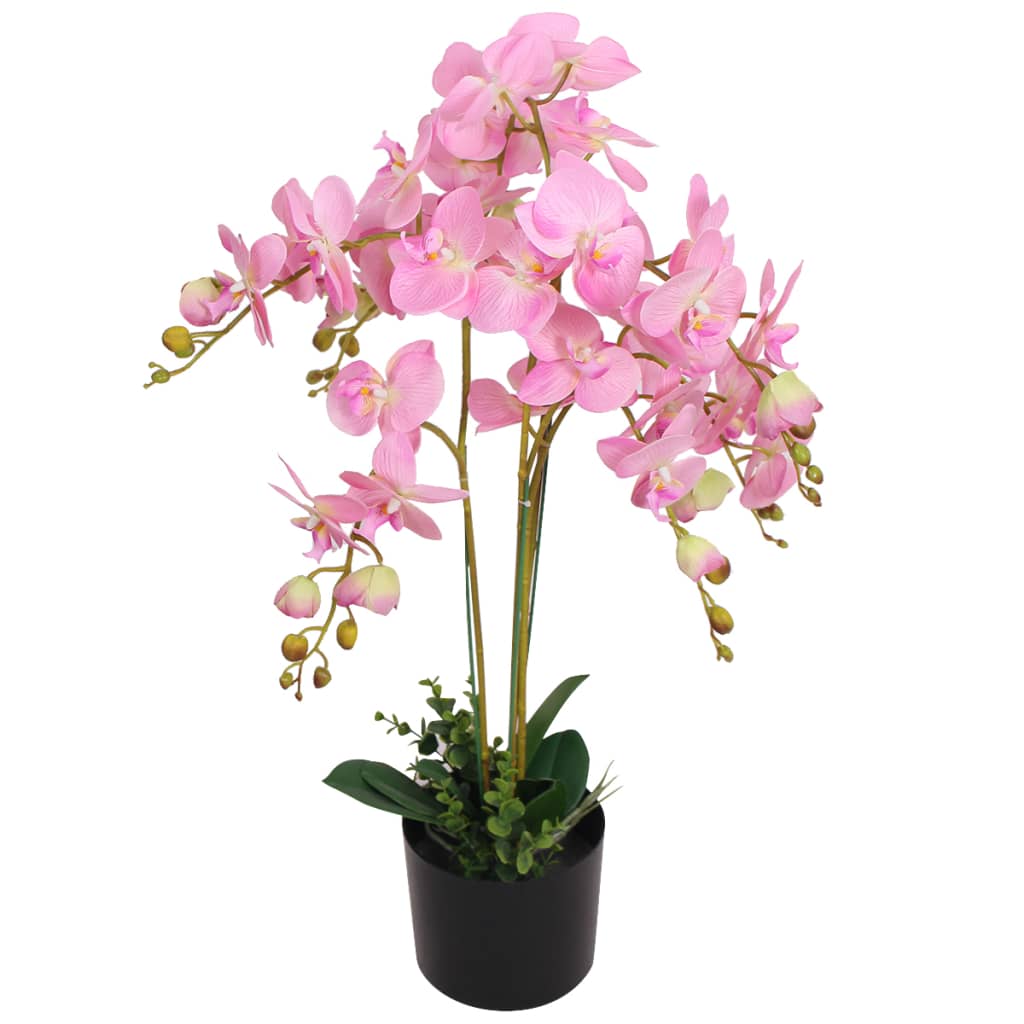 vidaXL Artificial Orchid Plant with Pot Fake Orchid for Office 29.5" White-2