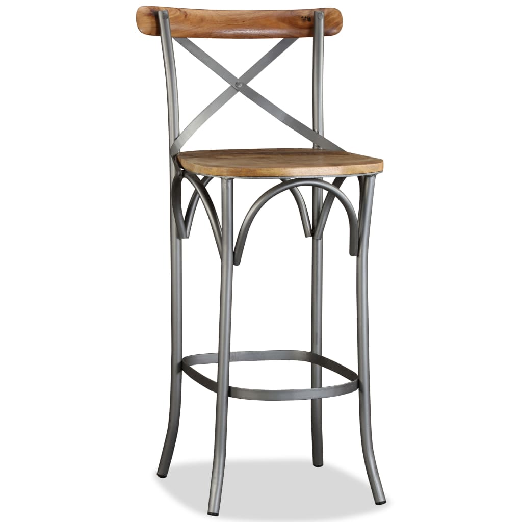 vidaXL Bar Stool Solid Mango Wood-5