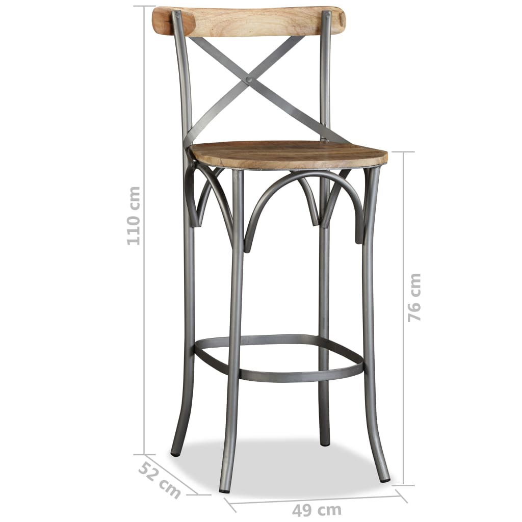 vidaXL Bar Stool Solid Mango Wood-9