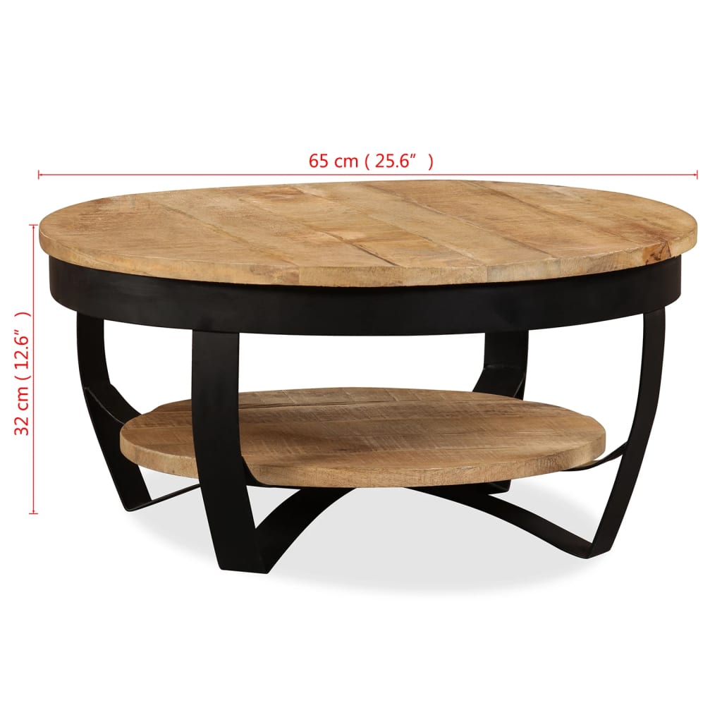 vidaXL Coffee Table Solid Rough Mango Wood 25.6"x12.6"-10