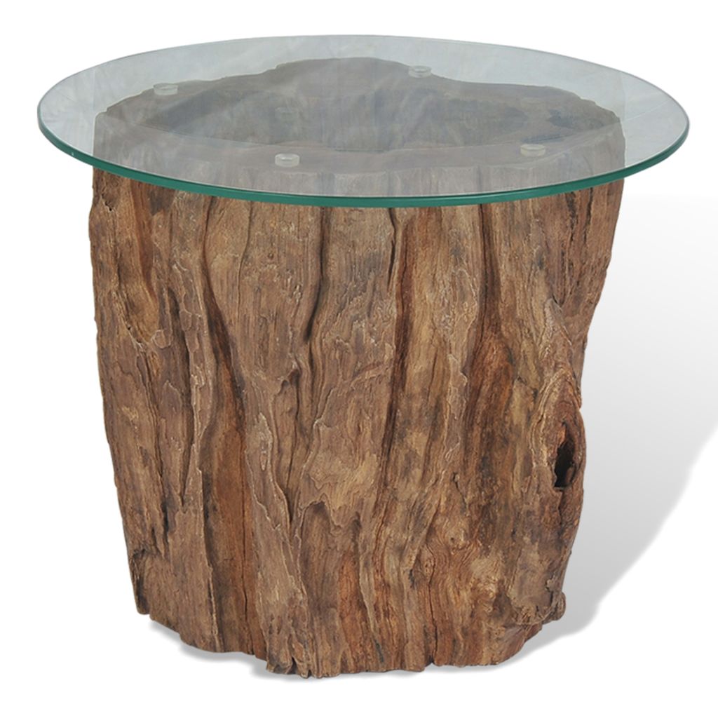 vidaXL Coffee Table Teak Glass 19.7"x15.7"-3