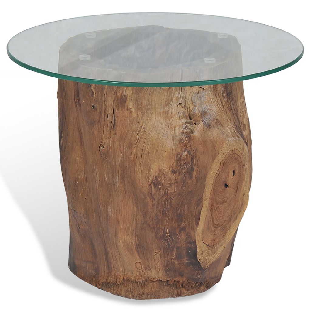 vidaXL Coffee Table Teak Glass 19.7"x15.7"-4