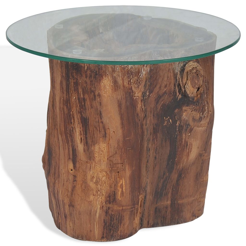 vidaXL Coffee Table Teak Glass 19.7"x15.7"-5