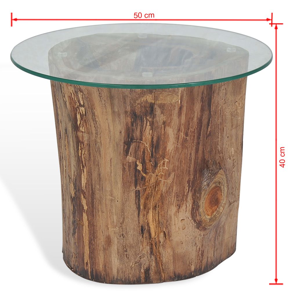 vidaXL Coffee Table Teak Glass 19.7"x15.7"-9