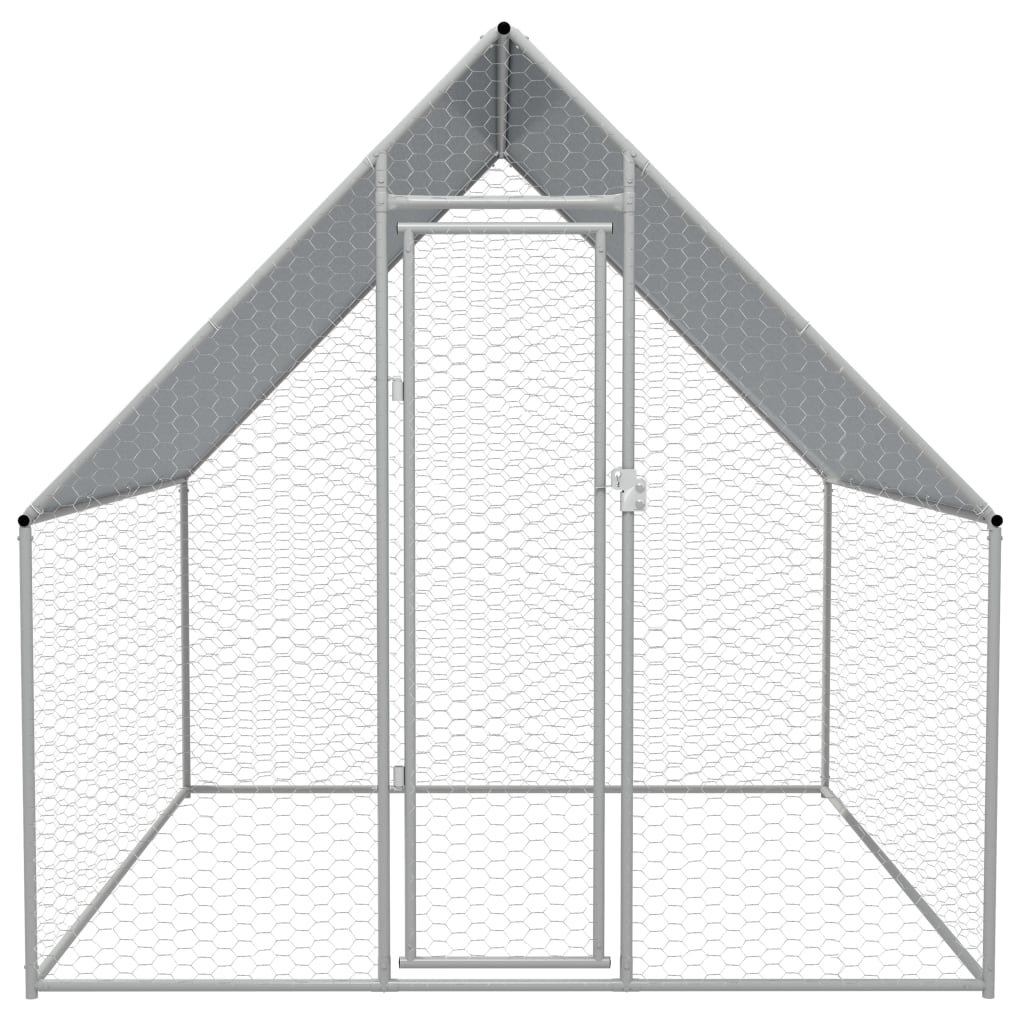 vidaXL Chicken Cage Walk-in Chicken Coop Pen Poultry Cage Galvanized Steel-3