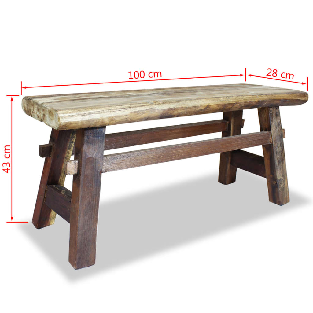 vidaXL Bench Solid Reclaimed Wood 39.4"x11"x16.9"-3