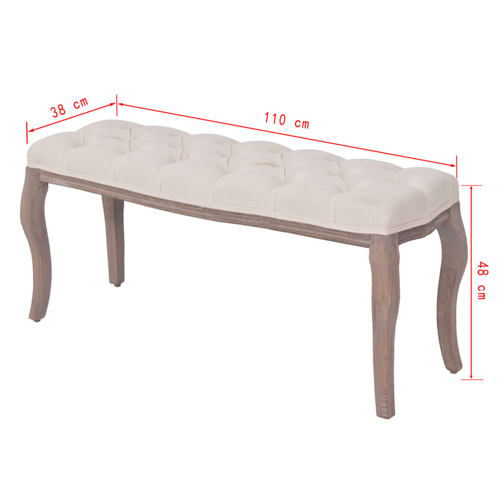 vidaXL Bench Upholstered Dining Bench for Bedroom Living Room Linen Solid Wood-7