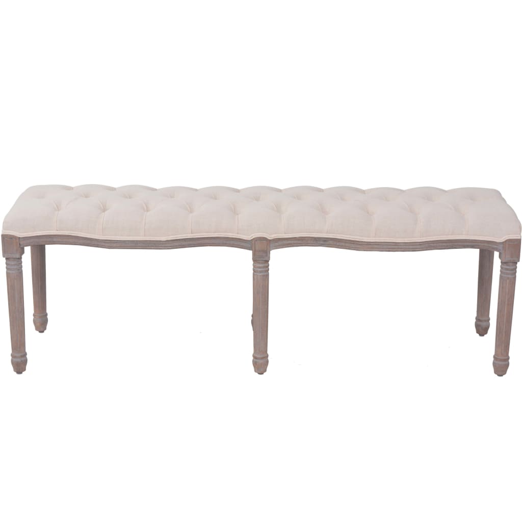 vidaXL Bench Upholstered Dining Bench for Bedroom Living Room Linen Solid Wood-6