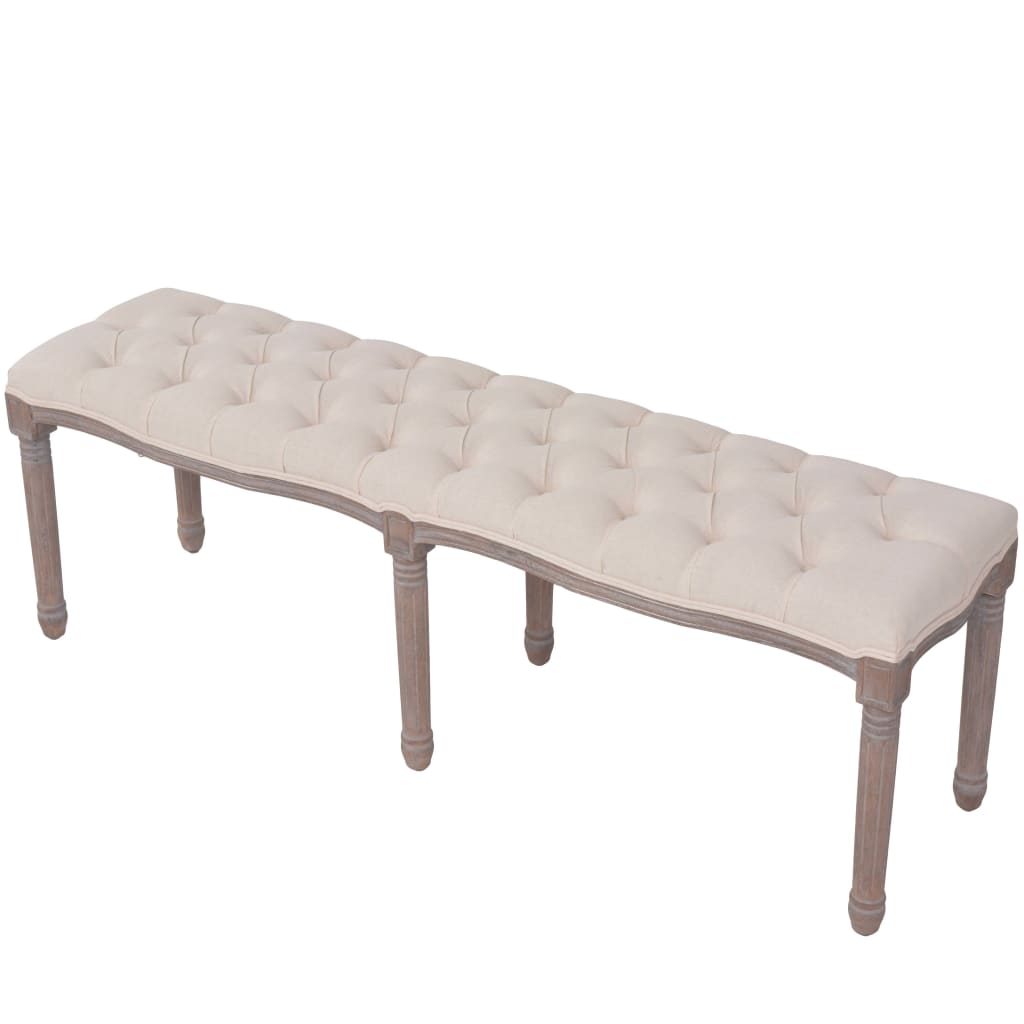 vidaXL Bench Upholstered Dining Bench for Bedroom Living Room Linen Solid Wood-7