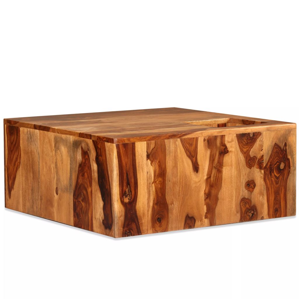 vidaXL Coffee Table Solid Sheesham Wood 27.6"x27.6"x11.8"-0