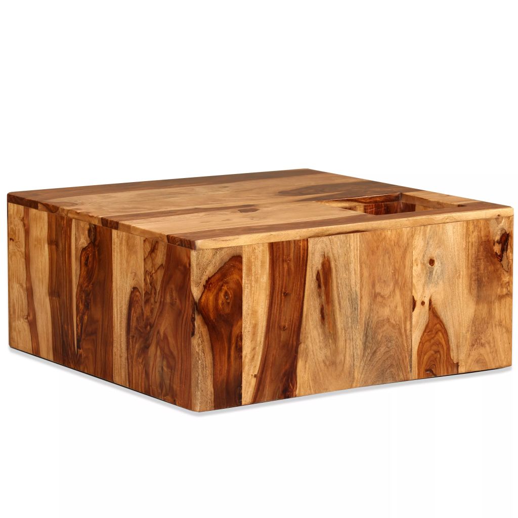 vidaXL Coffee Table Solid Sheesham Wood 27.6"x27.6"x11.8"-10