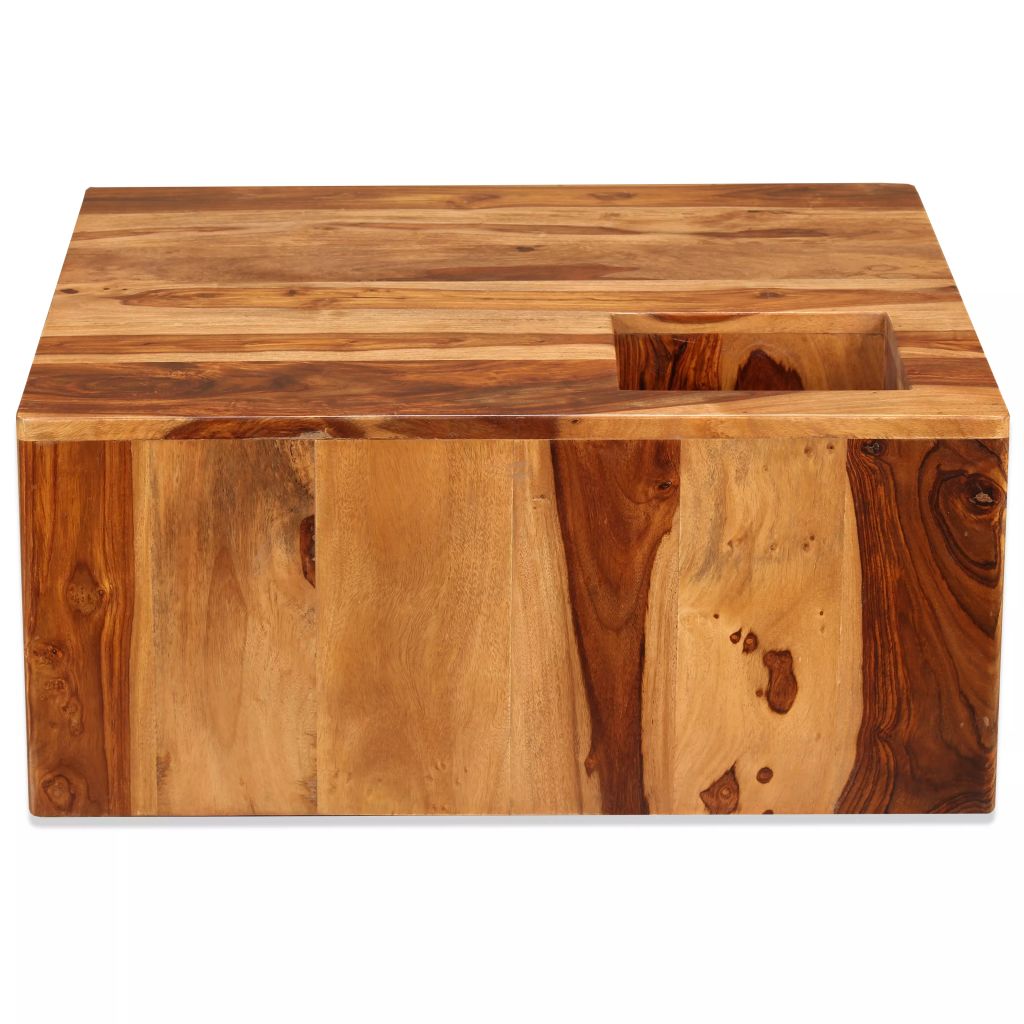 vidaXL Coffee Table Solid Sheesham Wood 27.6"x27.6"x11.8"-5