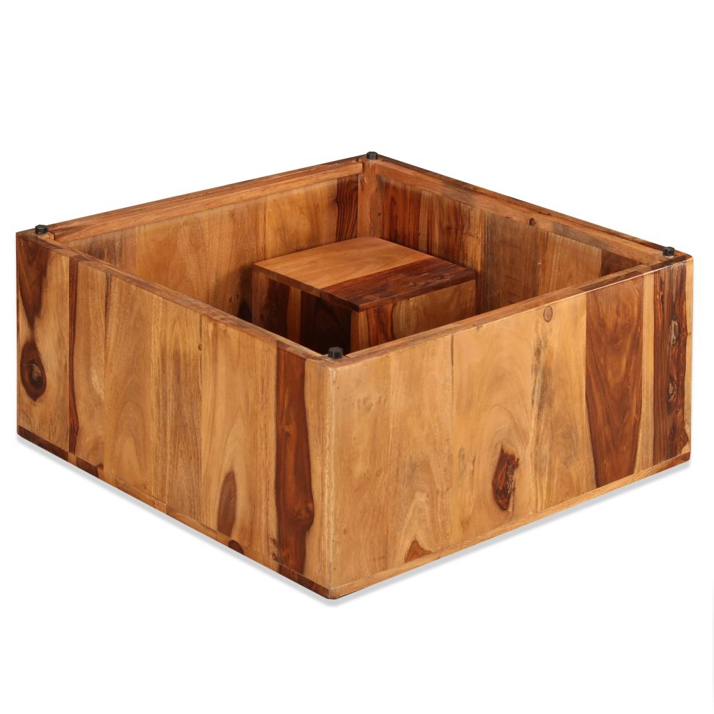 vidaXL Coffee Table Solid Sheesham Wood 27.6"x27.6"x11.8"-6