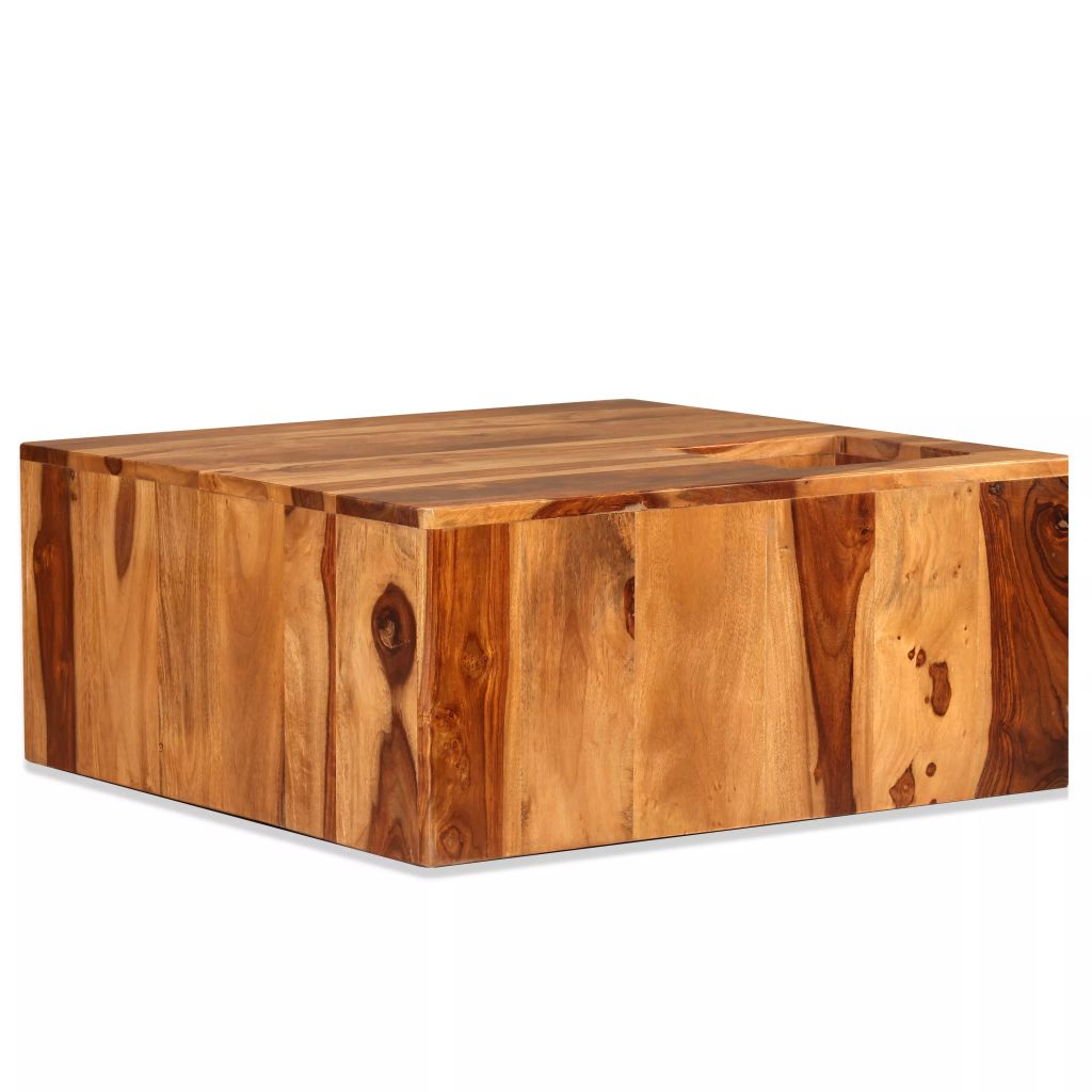 vidaXL Coffee Table Solid Sheesham Wood 27.6"x27.6"x11.8"-9