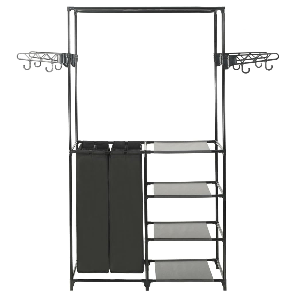 vidaXL Clothes Rack Steel and Non-woven Fabric 34.3"x17.3"x62.2" Black-2