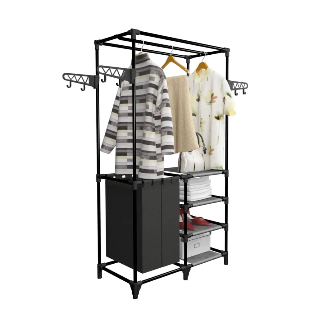 vidaXL Clothes Rack Steel and Non-woven Fabric 34.3"x17.3"x62.2" Black-5