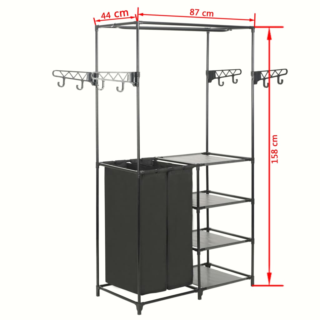 vidaXL Clothes Rack Steel and Non-woven Fabric 34.3"x17.3"x62.2" Black-7