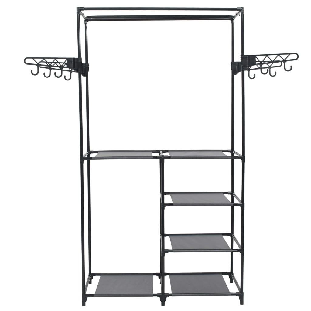 vidaXL Clothes Rack Steel and Non-woven Fabric 34.3"x17.3"x62.2" Black-2