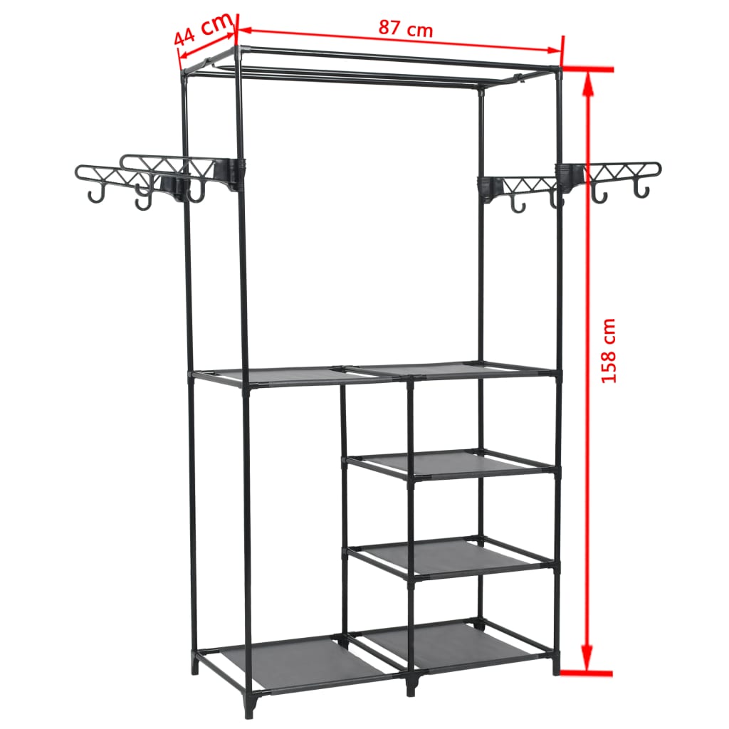 vidaXL Clothes Rack Steel and Non-woven Fabric 34.3"x17.3"x62.2" Black-6