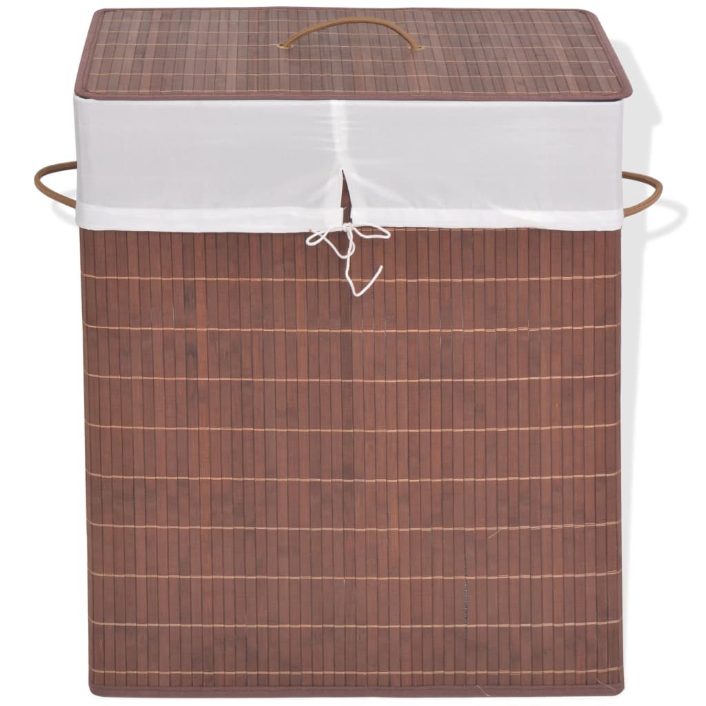 vidaXL Collapsible Laundry Basket Laundry Bin Dirty Clothes Hamper Round Bamboo-0